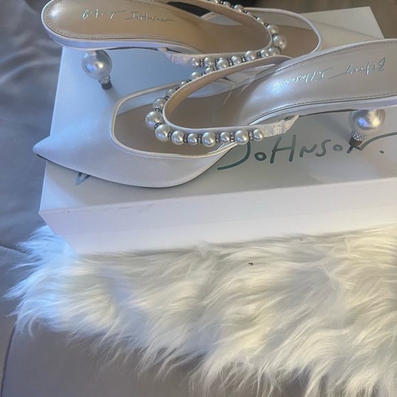 Betsey Johnson White Pearl-Adorned Heels - Picture 4 of 4